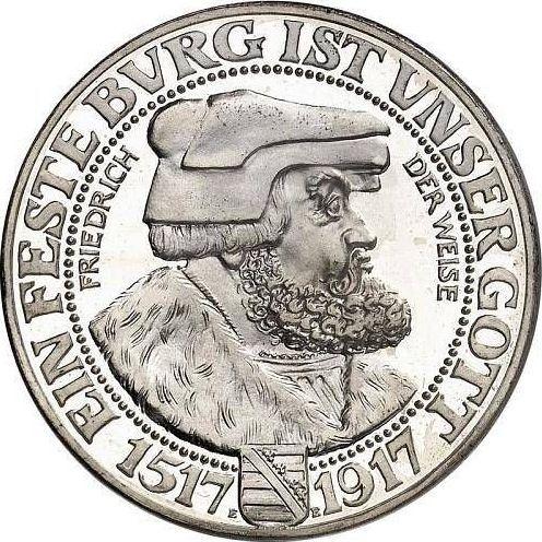 Obverse 3 Mark 1917 E "Saxony" Frederick the Wise - Germany
