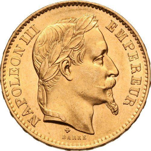 Аверс монеты - 20 франков 1867 BB "Тип 1861-1870" Страсбург - Франция, Наполеон III