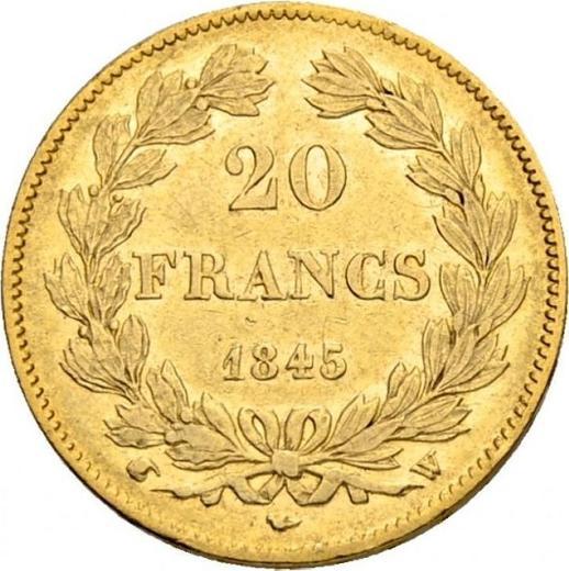 Реверс монеты - 20 франков 1845 W "Тип 1832-1848" Лилль - Франция, Луи-Филипп I