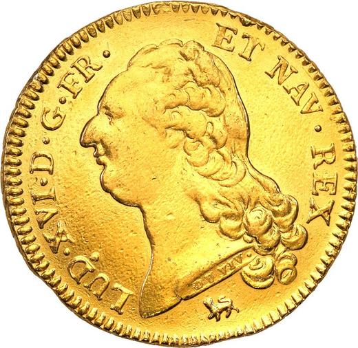 Аверс монеты - Двойной луидор 1792 A "Тип 1785-1792" Париж - Франция, Людовик XVI