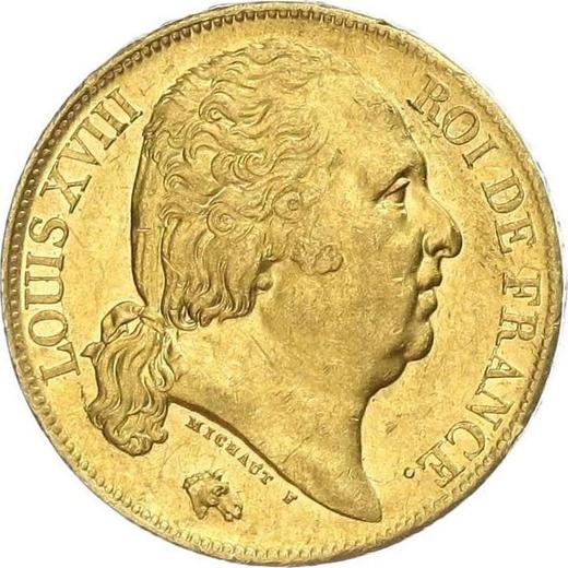 Аверс монеты - 20 франков 1819 Q "Тип 1816-1824" Перпиньян - Франция, Людовик XVIII