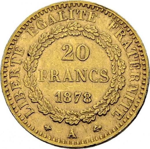 Реверс монеты - 20 франков 1878 A "Тип 1871-1898" Париж Платина - Франция, Третья республика