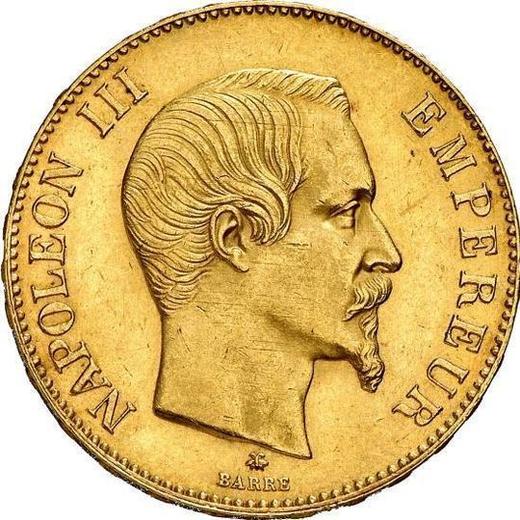 Аверс монеты - 100 франков 1858 BB "Тип 1855-1860" Страсбург - Франция, Наполеон III