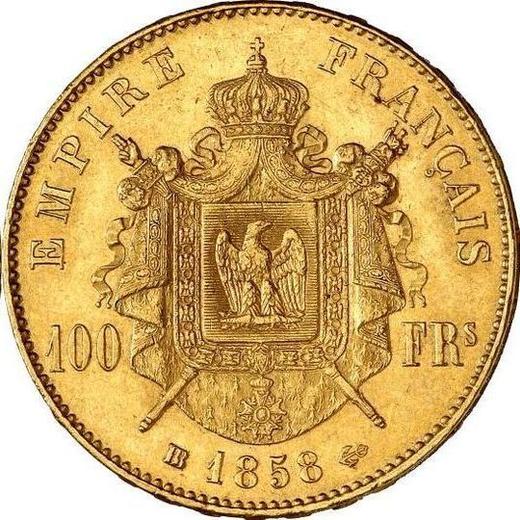 Реверс монеты - 100 франков 1858 BB "Тип 1855-1860" Страсбург - Франция, Наполеон III