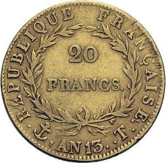 Реверс монеты - 20 франков AN 13 (1804-1805) T Нант - Франция, Наполеон I