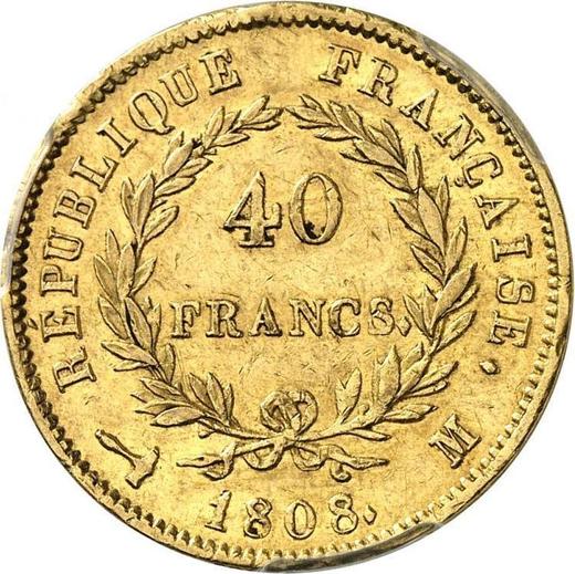 Reverse 40 Francs 1808 M "Type 1807-1808" Toulouse - France, Napoleon I