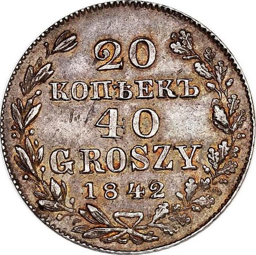 Reverse 20 Kopeks - 40 Groszy 1842 MW - Poland