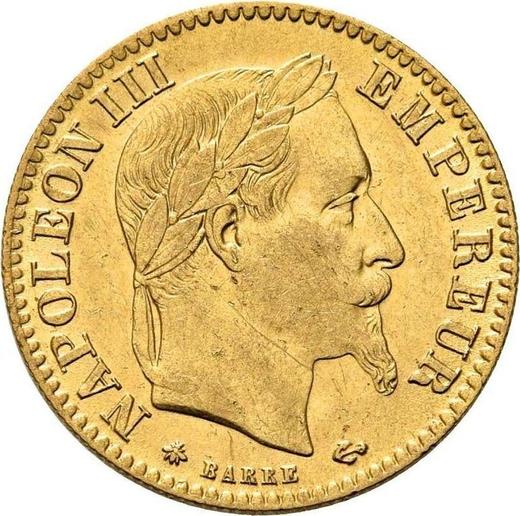 Аверс монеты - 10 франков 1865 A "Тип 1861-1868" Париж - Франция, Наполеон III