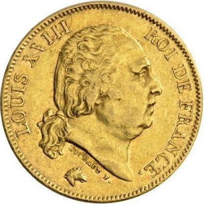 Аверс монеты - 40 франков 1816 B "Тип 1816-1824" Руан - Франция, Людовик XVIII