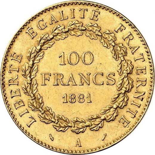 Реверс монеты - 100 франков 1881 A Париж - Франция, Третья республика