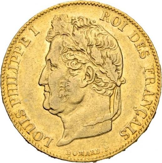 Аверс монеты - 20 франков 1845 W "Тип 1832-1848" Лилль - Франция, Луи-Филипп I