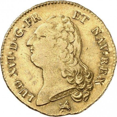 Аверс монеты - Двойной луидор 1791 B "Тип 1785-1792" Руан - Франция, Людовик XVI