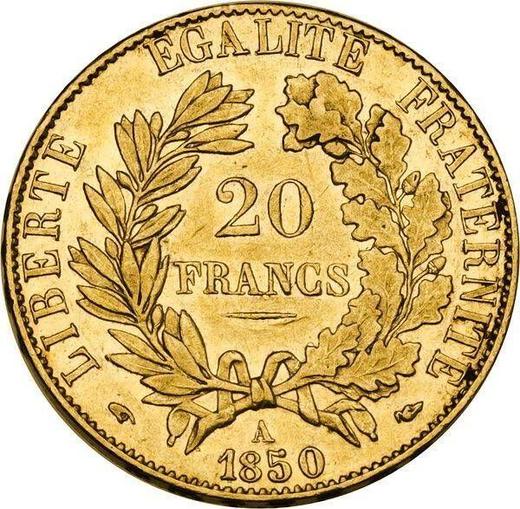 Реверс монеты - 20 франков 1850 A - Франция, Вторая республика