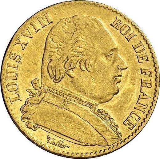 Аверс монеты - 20 франков 1815 W "Тип 1814-1815" Лилль - Франция, Людовик XVIII
