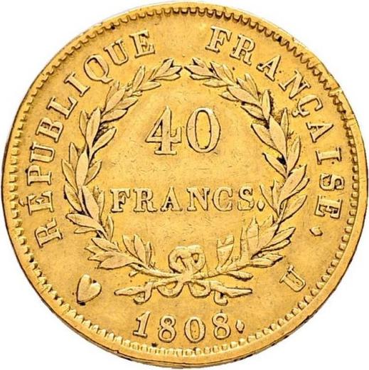 Реверс монеты - 40 франков 1808 U "Тип 1807-1808" Тулуза - Франция, Наполеон I