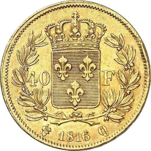 Reverse 40 Francs 1816 Q "Type 1816-1824" Perpignan - France, Louis XVIII