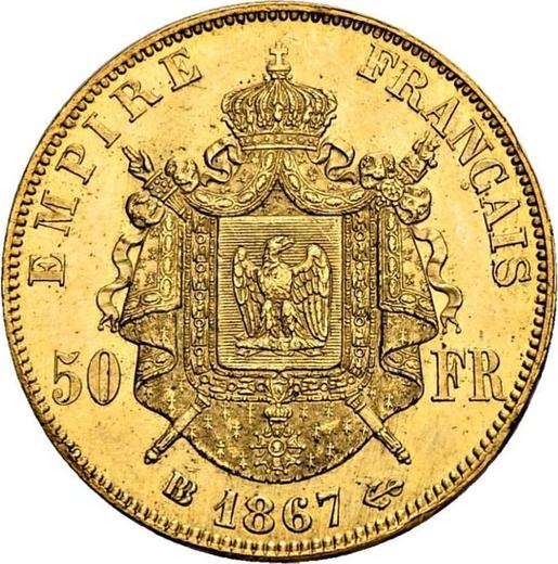 Реверс монеты - 50 франков 1867 BB "Тип 1862-1868" Страсбург - Франция, Наполеон III