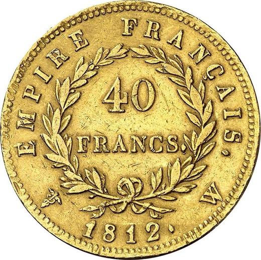 Реверс монеты - 40 франков 1812 W "Тип 1809-1813" Лилль - Франция, Наполеон I