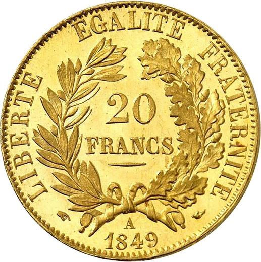 Реверс монеты - 20 франков 1849 A - Франция
