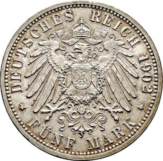 Reverse 5 Mark 1902 "Baden" 50 years of the reign - Germany