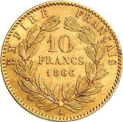 Реверс монеты - 10 франков 1866 A "Тип 1861-1868" Париж - Франция, Наполеон III