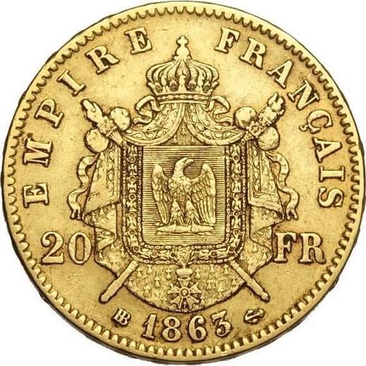 Реверс монеты - 20 франков 1863 BB "Тип 1861-1870" Страсбург - Франция, Наполеон III