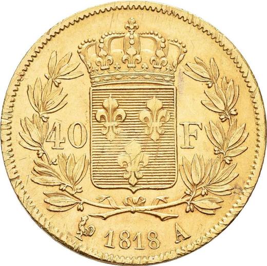 Reverse 40 Francs 1818 A "Type 1816-1824" Paris - France, Louis XVIII