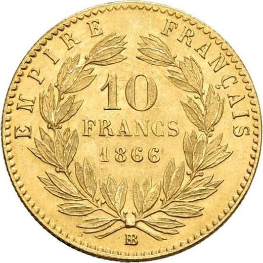 Реверс монеты - 10 франков 1866 BB "Тип 1861-1868" Страсбург - Франция, Наполеон III