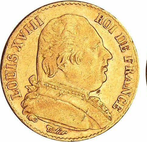 Аверс монеты - 20 франков 1815 L "Тип 1814-1815" Байонна - Франция, Людовик XVIII