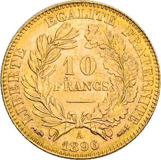 Реверс монеты - 10 франков 1896 A Париж - Франция, Третья республика