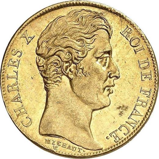 Аверс монеты - 20 франков 1825 W "Тип 1825-1830" Лилль - Франция, Карл X
