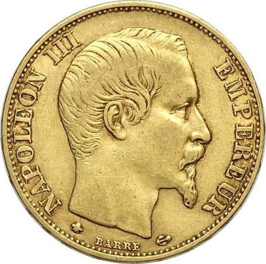 Аверс монеты - 20 франков 1859 BB "Тип 1853-1860" Страсбург - Франция, Наполеон III