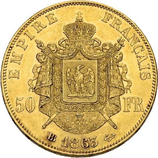 Реверс монеты - 50 франков 1863 BB Страсбург - Франция, Наполеон III