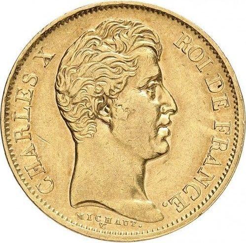Аверс монеты - 40 франков 1830 A "Тип 1824-1830" Париж Надпись на гурте рельефная - Франция, Карл X