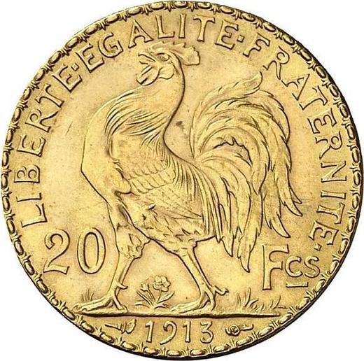 Реверс монеты - 20 франков 1913 Париж - Франция, Третья республика