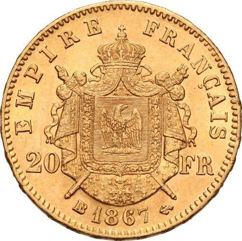 Реверс монеты - 20 франков 1867 BB "Тип 1861-1870" Страсбург - Франция, Наполеон III