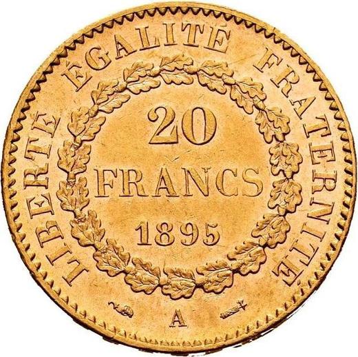Реверс монеты - 20 франков 1895 A Париж - Франция, Третья республика