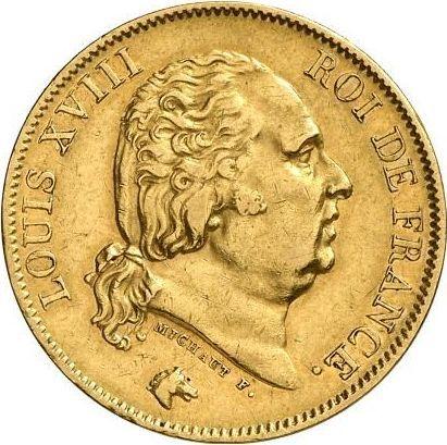 Obverse 40 Francs 1824 A Paris - France, Louis XVIII