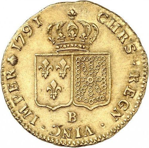 Реверс монеты - Двойной луидор 1791 B "Тип 1785-1792" Руан - Франция, Людовик XVI