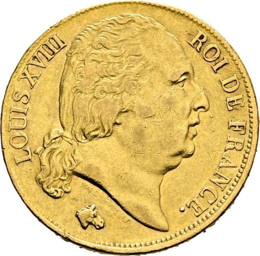 Аверс монеты - 20 франков 1817 L "Тип 1816-1824" Байонна - Франция, Людовик XVIII