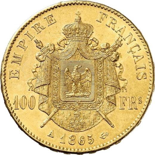 Реверс монеты - 100 франков 1865 A Париж - Франция, Наполеон III