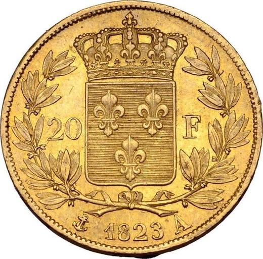 Реверс монеты - 20 франков 1823 A "Тип 1816-1824" Париж - Франция, Людовик XVIII