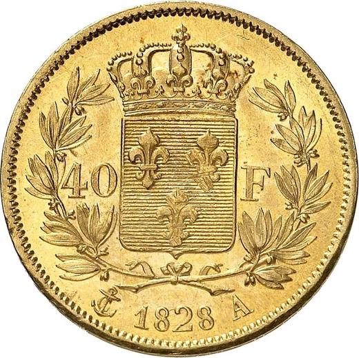 Реверс монеты - 40 франков 1828 A Париж - Франция, Карл X