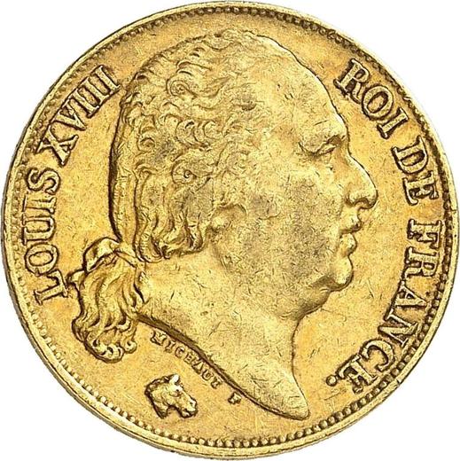 Аверс монеты - 20 франков 1816 L "Тип 1816-1824" Байонна - Франция, Людовик XVIII