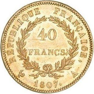 Реверс монеты - 40 франков 1807 A "Тип 1806-1807" Париж - Франция, Наполеон I
