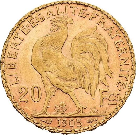 Реверс монеты - 20 франков 1905 A Париж - Франция, Третья республика