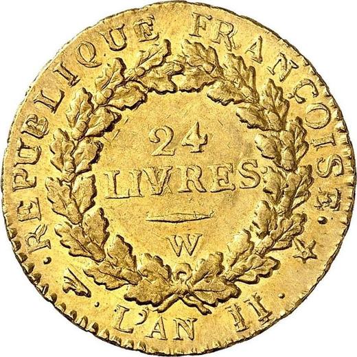 Reverse 24 Livres AN II (1793) W Lille - France, First Republic