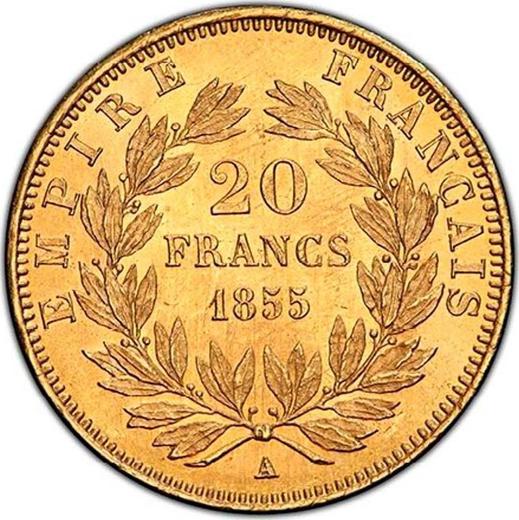 Реверс монеты - 20 франков 1855 A "Тип 1853-1860" Париж - Франция, Наполеон III