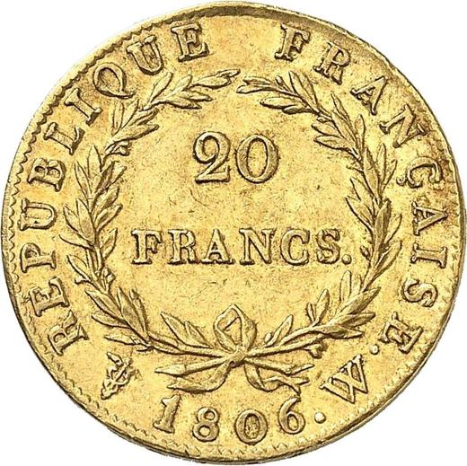 Реверс монеты - 20 франков 1806 W "Тип 1806-1807" Лилль - Франция, Наполеон I