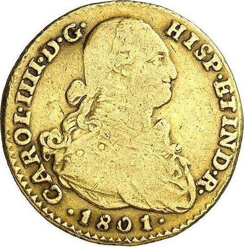 Аверс монеты - 2 эскудо 1801 NR JJ - Колумбия